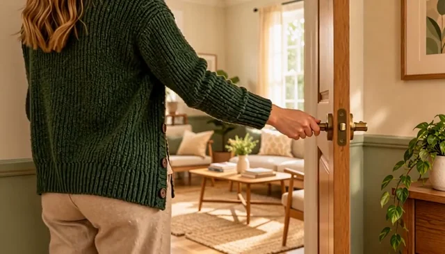 The door is open, revealing the room beyond.
